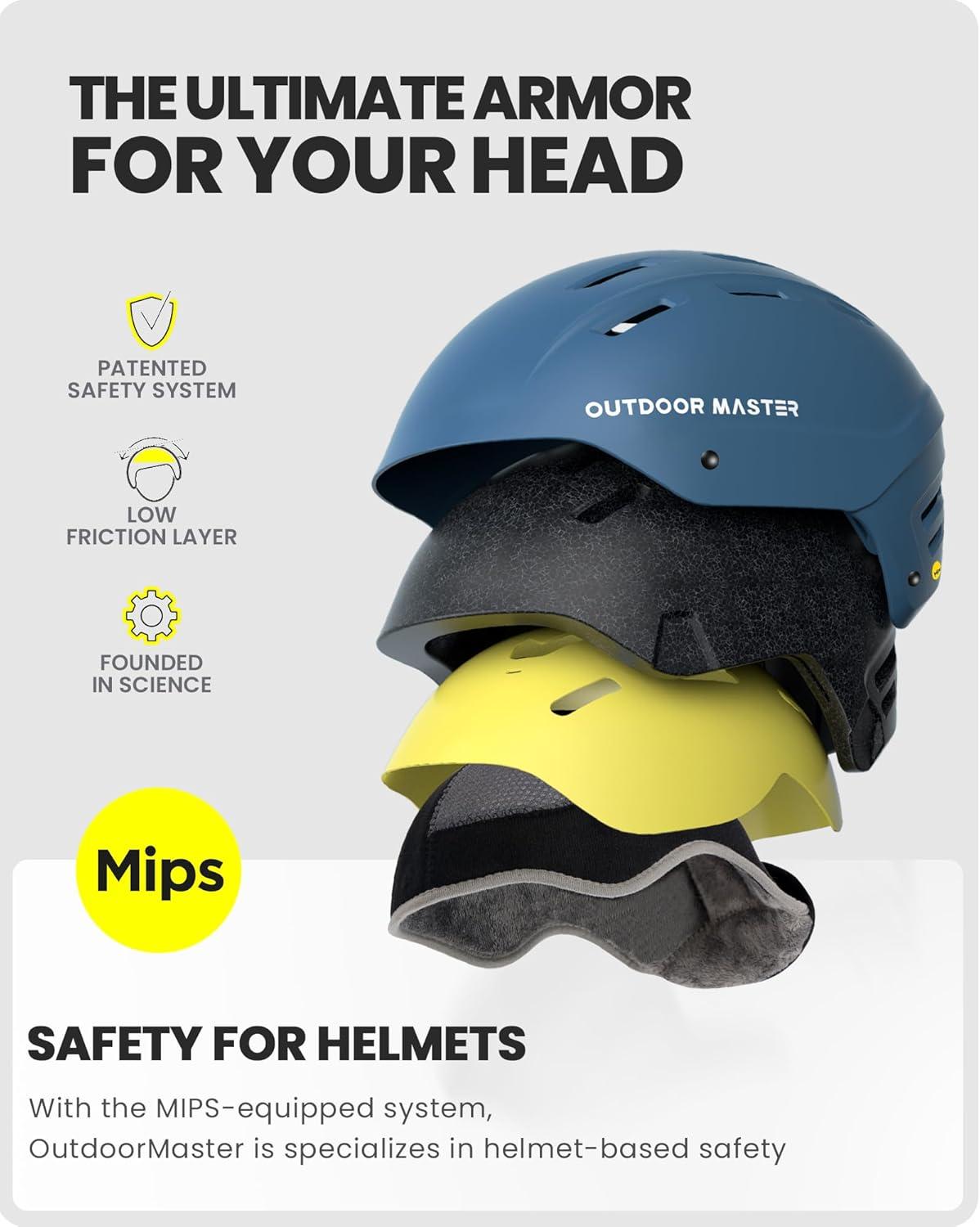 imageOutdoorMaster MIPS Ski Helmet Kelvin II MIPS Snow Sport Helmet Snowboard Helmet for Men Women ampamp YouthMatte Harbor Blue