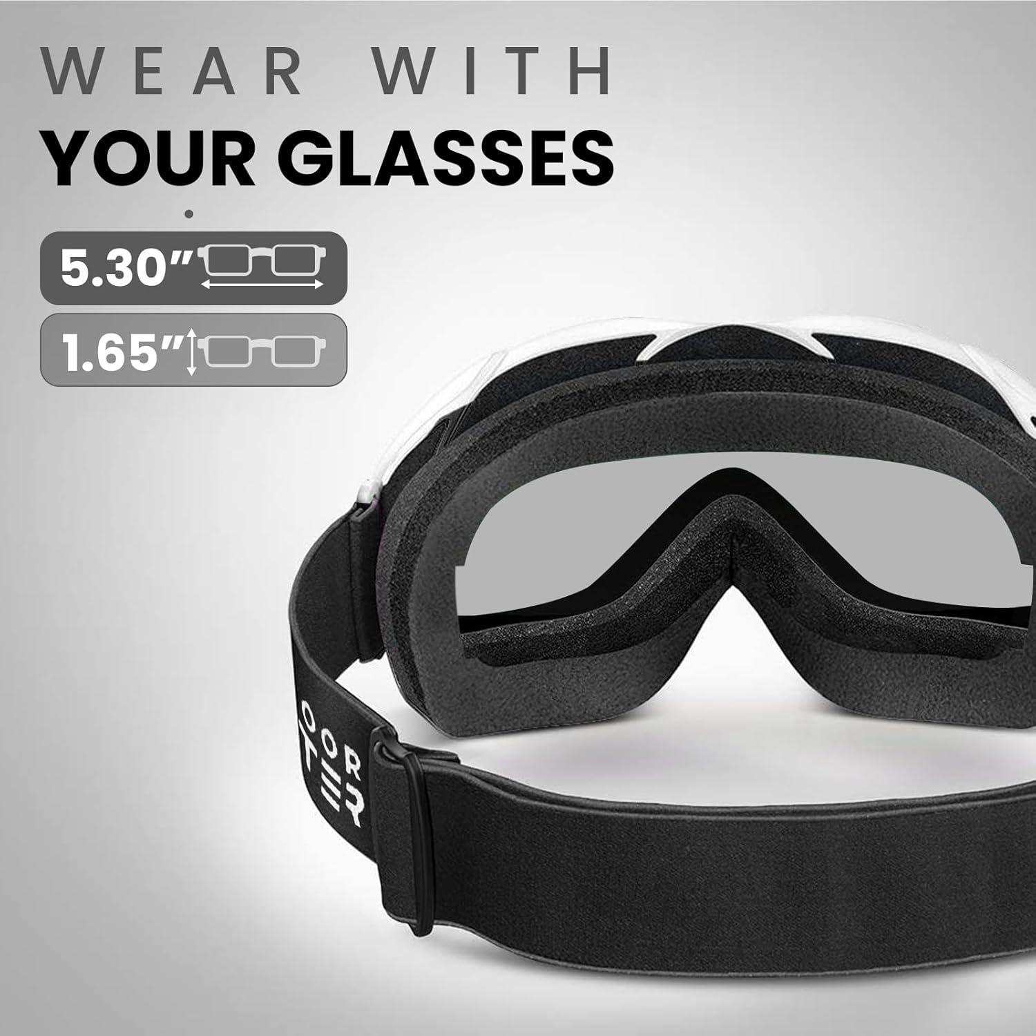imageOutdoorMaster OTG Ski Goggles Over Glasses SkiSnowboard Goggles for Men Women ampamp Youth 100 UV ProtectionIceblue Vlt 36