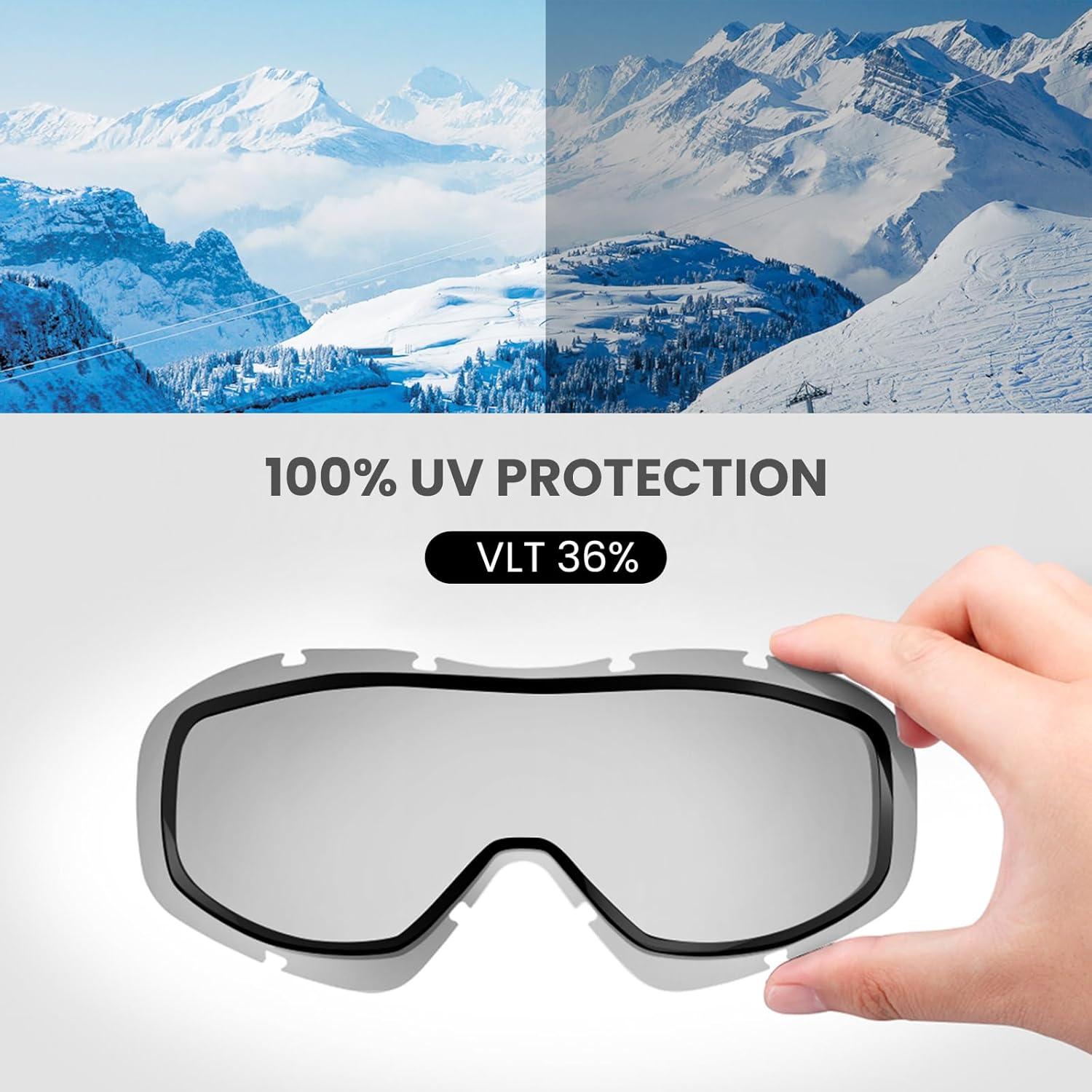 imageOutdoorMaster OTG Ski Goggles Over Glasses SkiSnowboard Goggles for Men Women ampamp Youth 100 UV ProtectionIceblue Vlt 36