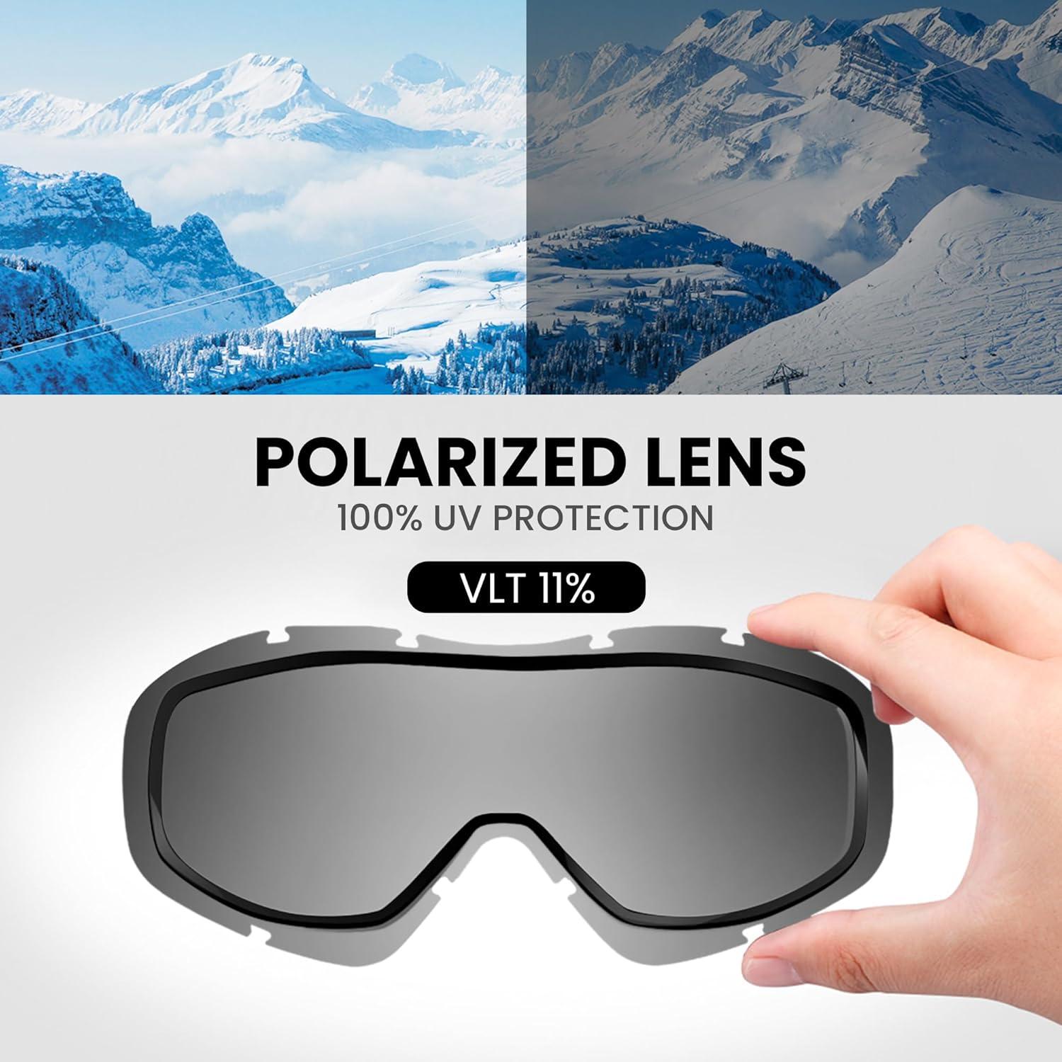 imageOutdoorMaster OTG Ski Goggles Over Glasses SkiSnowboard Goggles for Men Women ampamp Youth 100 UV ProtectionPolarizedvlt 11 Black