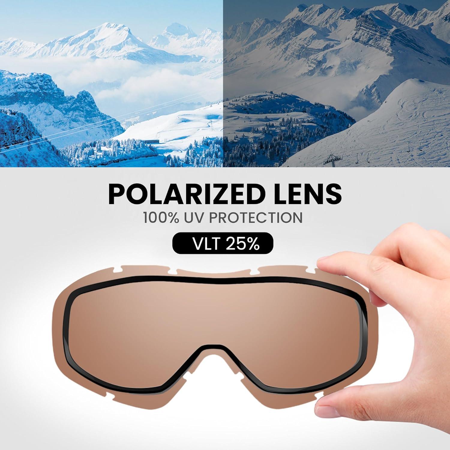imageOutdoorMaster OTG Ski Goggles Over Glasses SkiSnowboard Goggles for Men Women ampamp Youth 100 UV ProtectionPolarizedvlt 25 Brown