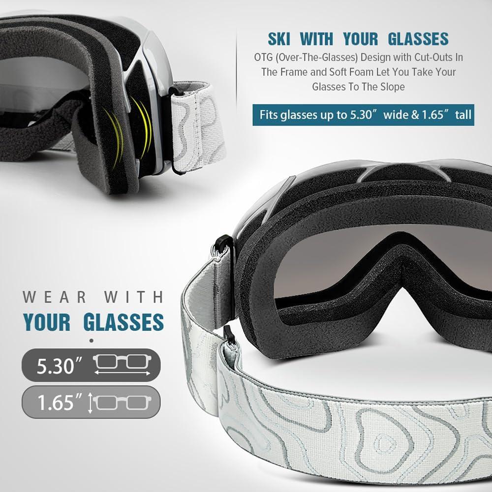 imageOutdoorMaster OTG Ski Goggles Over Glasses SkiSnowboard Goggles for Men Women ampamp Youth 100 UV ProtectionVlt 12