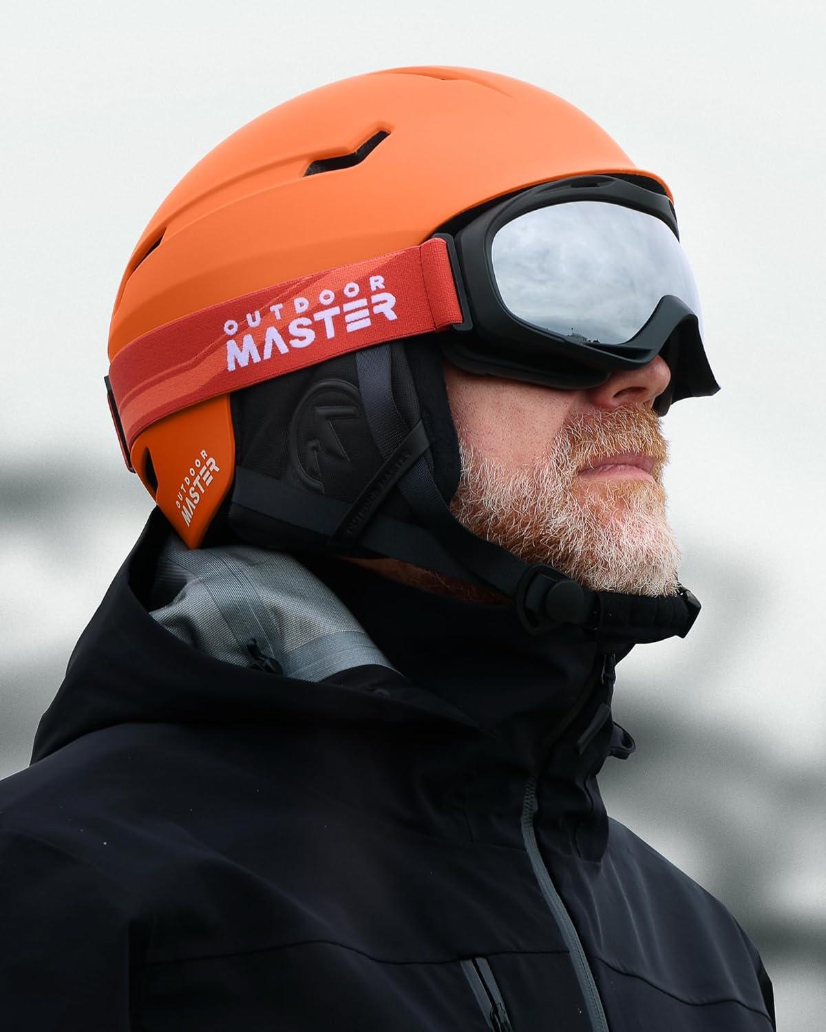 imageOutdoorMaster Ski Helmet SetSnowboard Helmet with Goggles for Adults Durable PC Shell Protective EPS Foam ampamp 10 Cooling Vents Snow Helmets for Men Women ampamp YouthMatte Orange