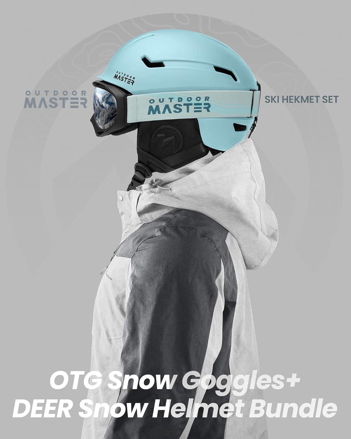 imageOutdoorMaster Ski Helmet SetSnowboard Helmet with Goggles for Adults Durable PC Shell Protective EPS Foam ampamp 10 Cooling Vents Snow Helmets for Men Women ampamp YouthMatte Mint