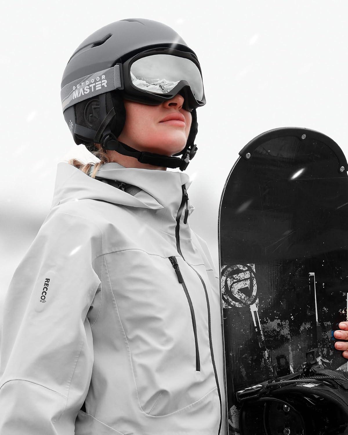 imageOutdoorMaster Ski Helmet SetSnowboard Helmet with Goggles for Adults Durable PC Shell Protective EPS Foam ampamp 10 Cooling Vents Snow Helmets for Men Women ampamp YouthMatte Grey