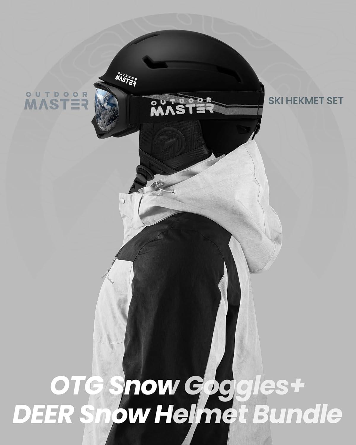 imageOutdoorMaster Ski Helmet SetSnowboard Helmet with Goggles for Adults Durable PC Shell Protective EPS Foam ampamp 10 Cooling Vents Snow Helmets for Men Women ampamp YouthMatte Black