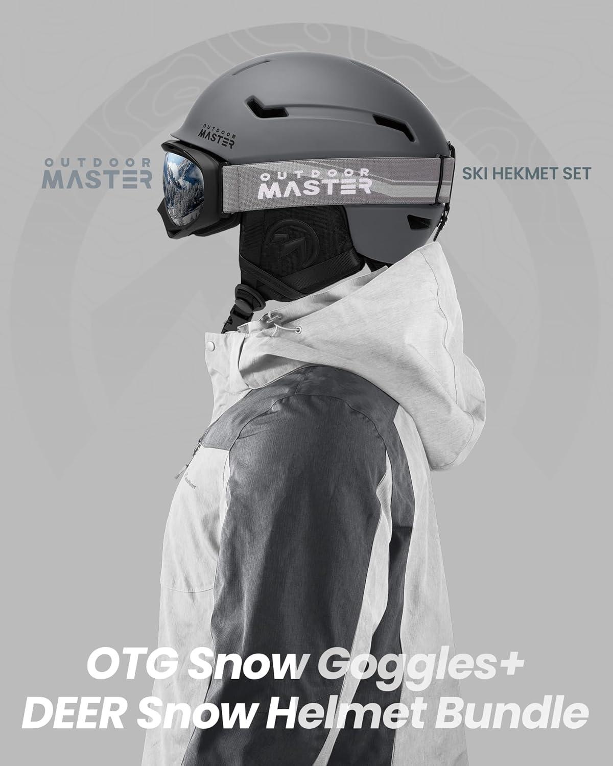 imageOutdoorMaster Ski Helmet SetSnowboard Helmet with Goggles for Adults Durable PC Shell Protective EPS Foam ampamp 10 Cooling Vents Snow Helmets for Men Women ampamp YouthMatte Grey