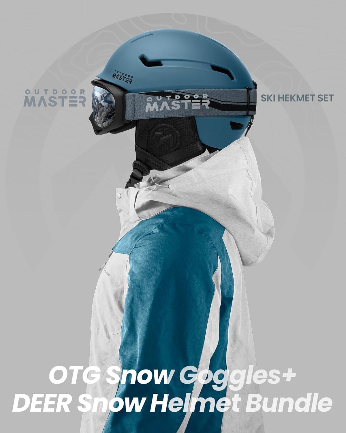 imageOutdoorMaster Ski Helmet SetSnowboard Helmet with Goggles for Adults Durable PC Shell Protective EPS Foam ampamp 10 Cooling Vents Snow Helmets for Men Women ampamp YouthMatte Harbor Blue