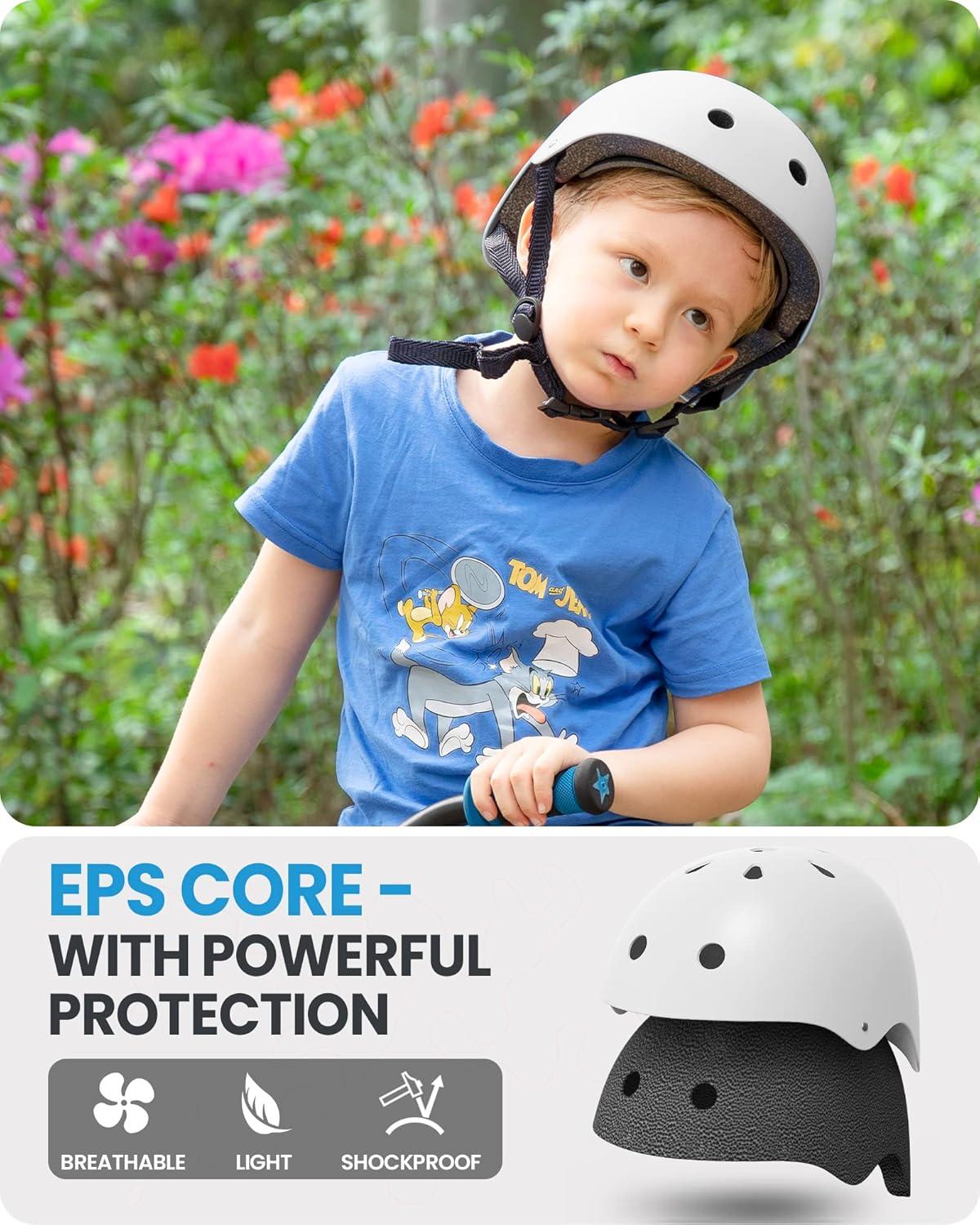 imageOutdoorMaster Youth ampamp Kids Bike Helmet Adjustable MultiSports Skateboard Helmet with Removable Liners for Balance Bike Kids Scooter One Wheel HoverboardWhite