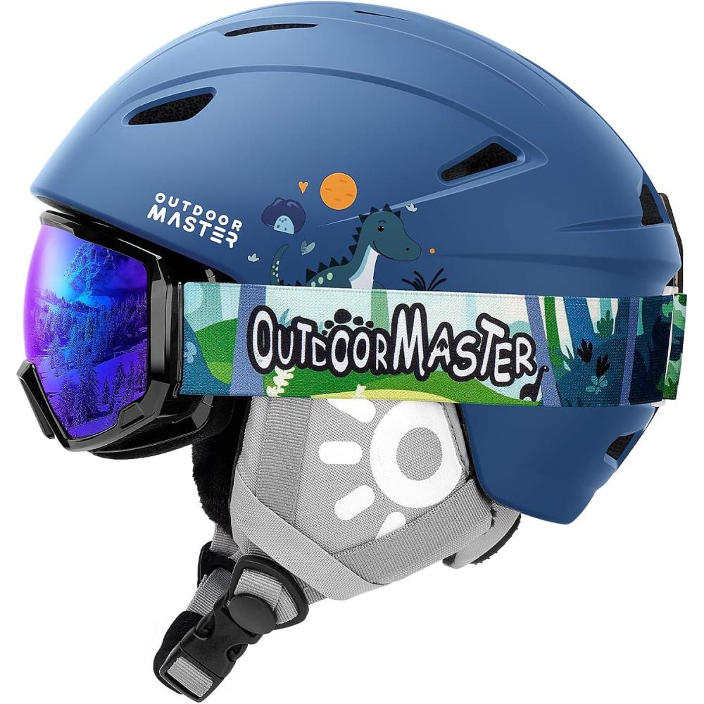 imageOutdoorMaster Anoa Kids Ski Helmet and Goggles Set Snowboard Helmet with Ski Goggles Durable PC Shell ShockAbsorbing EPS Core ampamp Adjustable Fit Certified Snow Helmets for Boys Girls ampamp YouthBlue