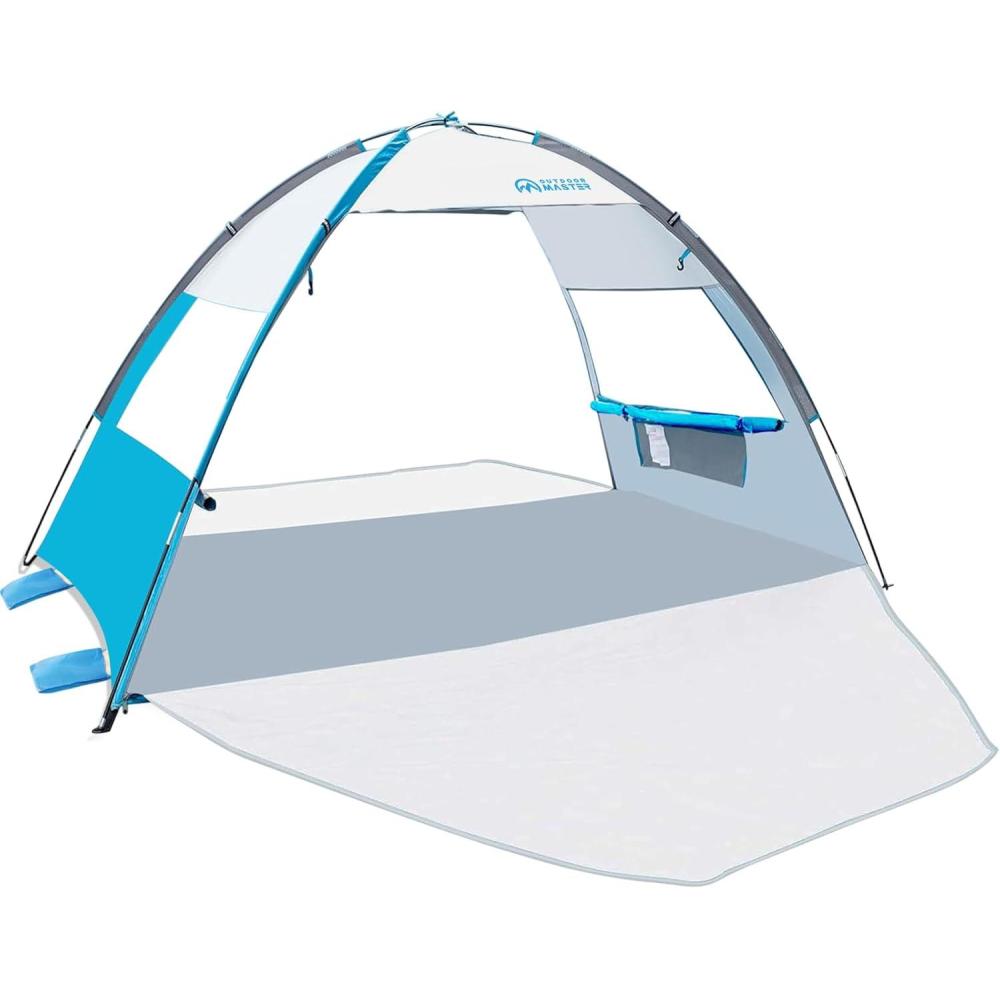 imageOutdoorMaster Beach Tent Sun Shelter with 2 Ventilated Doors UPF50 Easy Setup Beach Tent Canopy for 3 Person Lightweight ampamp Portable Family Beach Umbrellas for Sand with Carrying Bag Ocracoke CoastOcracoke Coast
