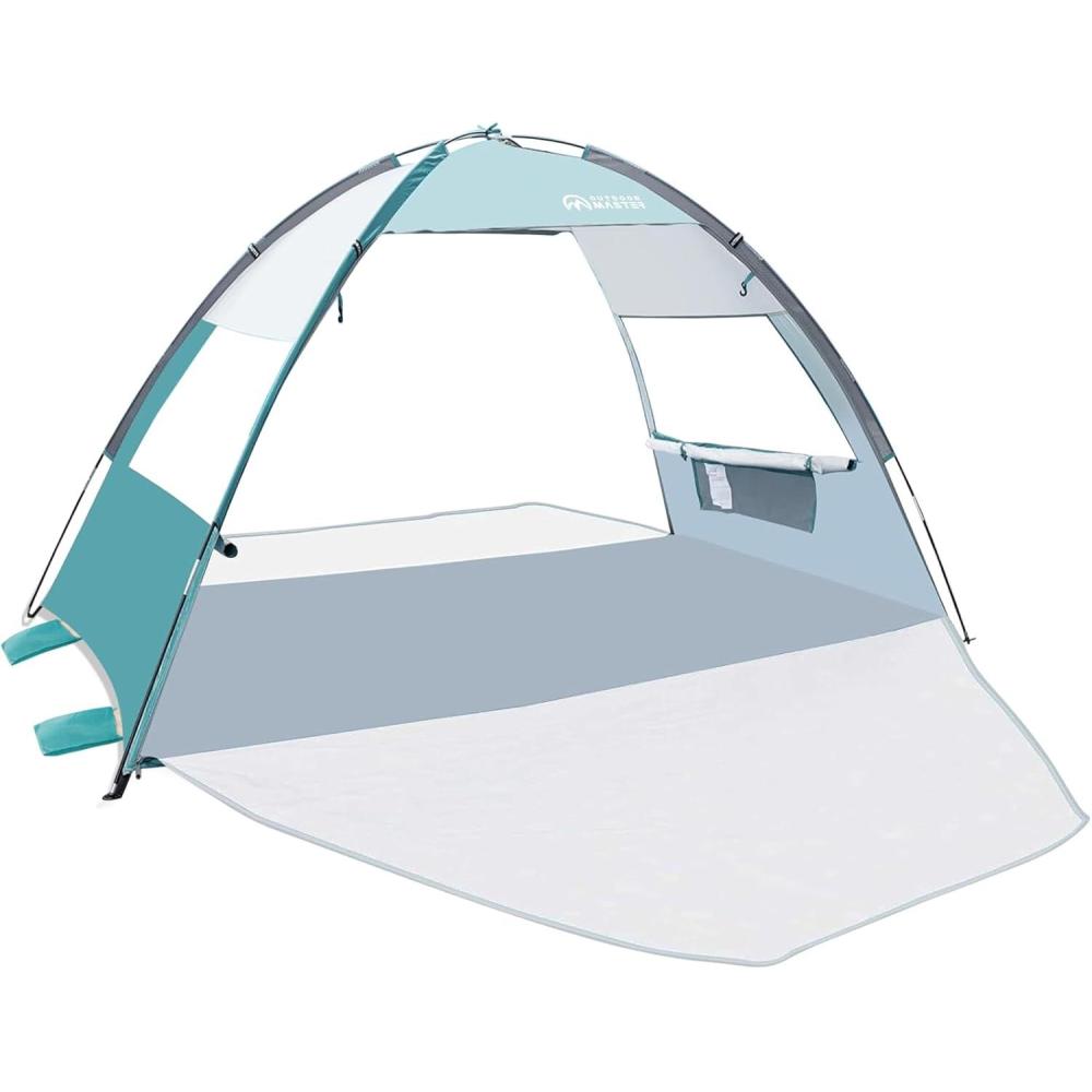 imageOutdoorMaster Beach Tent Sun Shelter with 2 Ventilated Doors UPF50 Easy Setup Beach Tent Canopy for 3 Person Lightweight ampamp Portable Family Beach Umbrellas for Sand with Carrying Bag Ocracoke CoastCancun Seashore