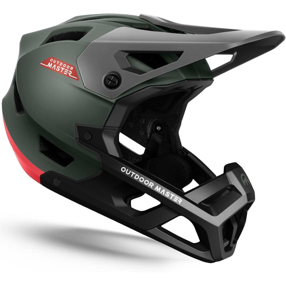imageOutdoorMaster Full Face Mountain Bike Helmet for Men ampamp WomenTwo Removable Chin Pad Mountain Bike Helmet Grizzly Ventilation Lightweight Racing Downhill DH BMX MTB HelmetEmerald Green