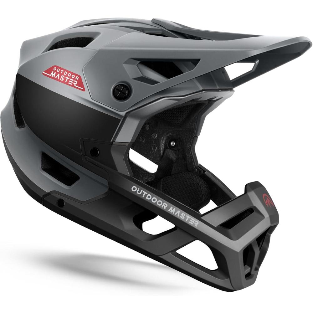 imageOutdoorMaster Full Face Mountain Bike Helmet for Men ampamp WomenTwo Removable Chin Pad Mountain Bike Helmet Grizzly Ventilation Lightweight Racing Downhill DH BMX MTB HelmetSlate Grey