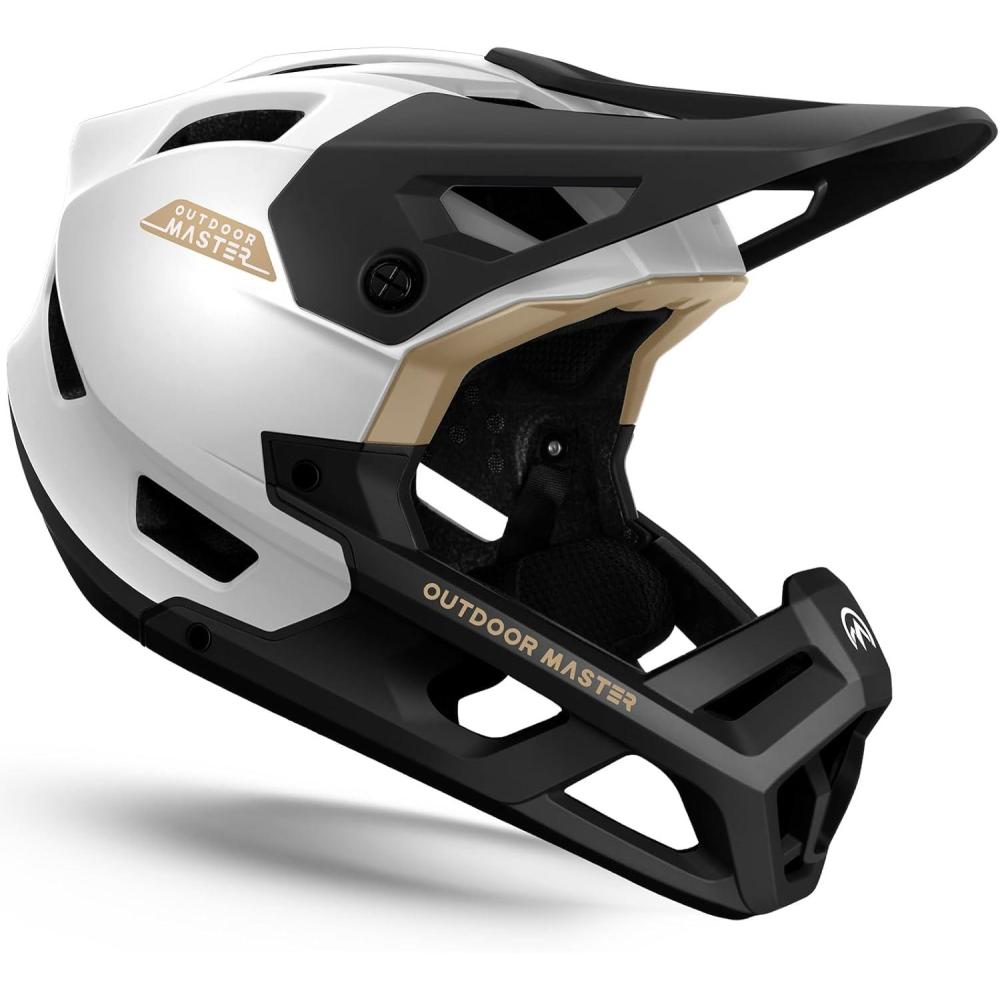 imageOutdoorMaster Full Face Mountain Bike Helmet for Men ampamp WomenTwo Removable Chin Pad Mountain Bike Helmet Grizzly Ventilation Lightweight Racing Downhill DH BMX MTB HelmetPearl White