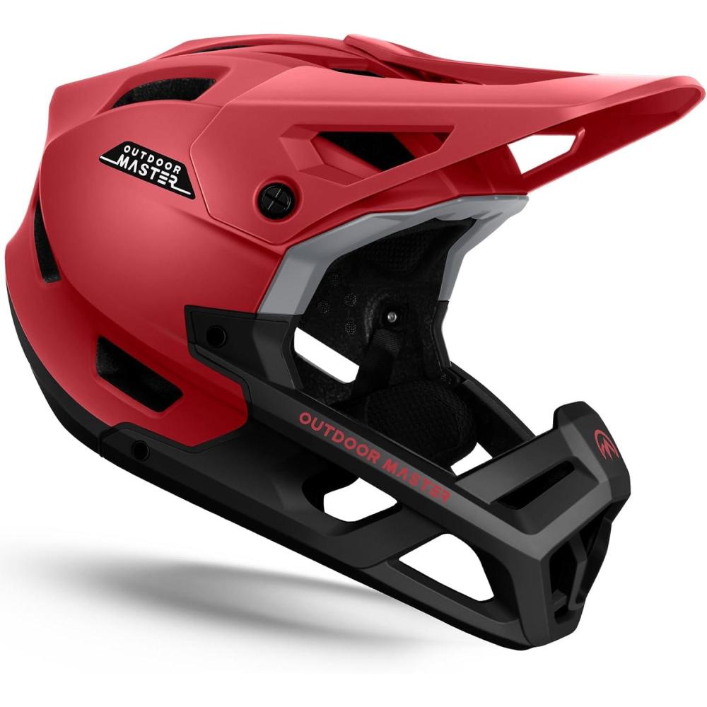 imageOutdoorMaster Full Face Mountain Bike Helmet for Men ampamp WomenTwo Removable Chin Pad Mountain Bike Helmet Grizzly Ventilation Lightweight Racing Downhill DH BMX MTB HelmetFlaming Red