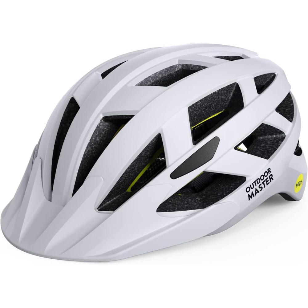 imageOutdoorMaster Gem Recreational MIPS Cycling Helmet  Two Removable Liners ampamp Ventilation in MultiEnvironment  Bike Helmet in Mountain Motorway for Youth ampamp AdultChalk Cliff