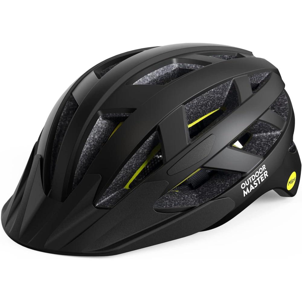 imageOutdoorMaster Gem Recreational MIPS Cycling Helmet Two Removable Liners ampamp Ventilation in MultiEnvironment Bike Helmet in Mountain Motorway for Youth ampamp AdultCarbon Black
