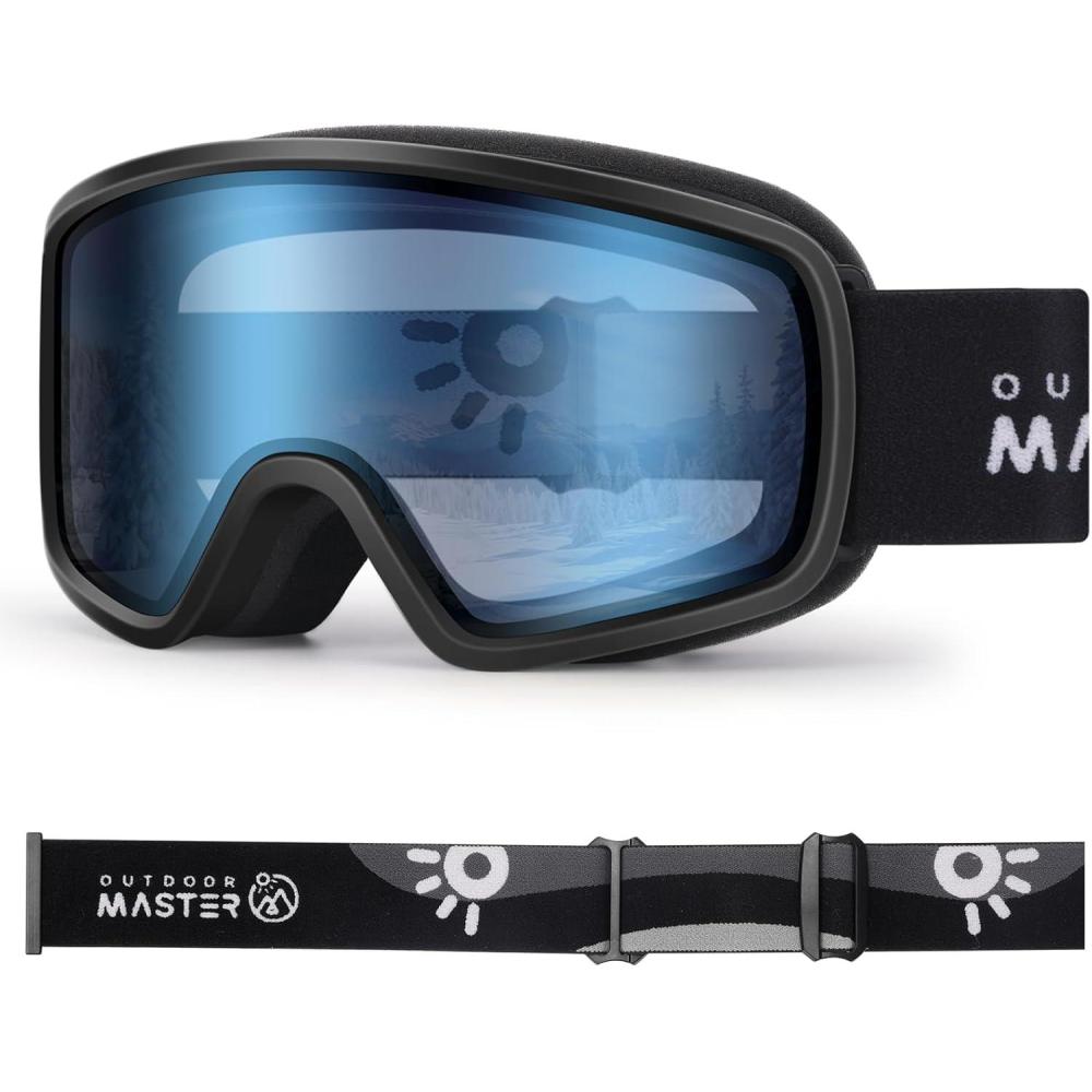 imageOutdoorMaster Kids Ski Goggles OTG Snowboard Goggles with 100 UV Protection Kids Snow Goggles for Boys Girls ToddlerVlt 62 Lightblue Lens