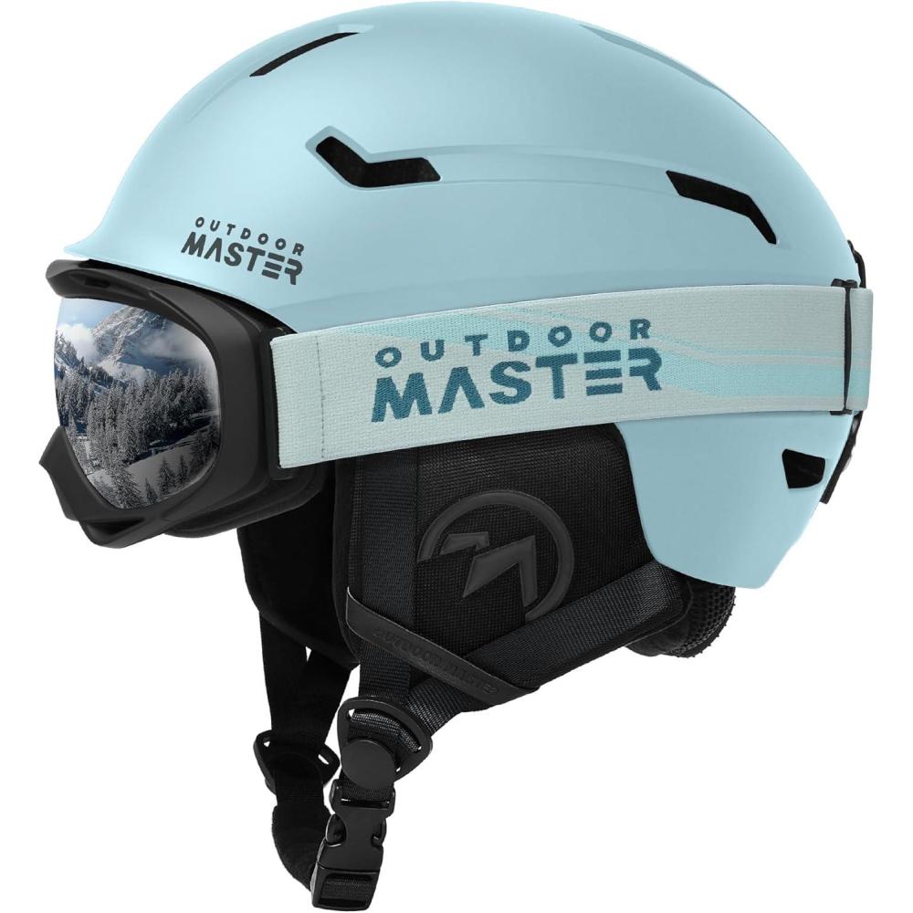 imageOutdoorMaster Ski Helmet SetSnowboard Helmet with Goggles for Adults Durable PC Shell Protective EPS Foam ampamp 10 Cooling Vents Snow Helmets for Men Women ampamp YouthMatte Mint