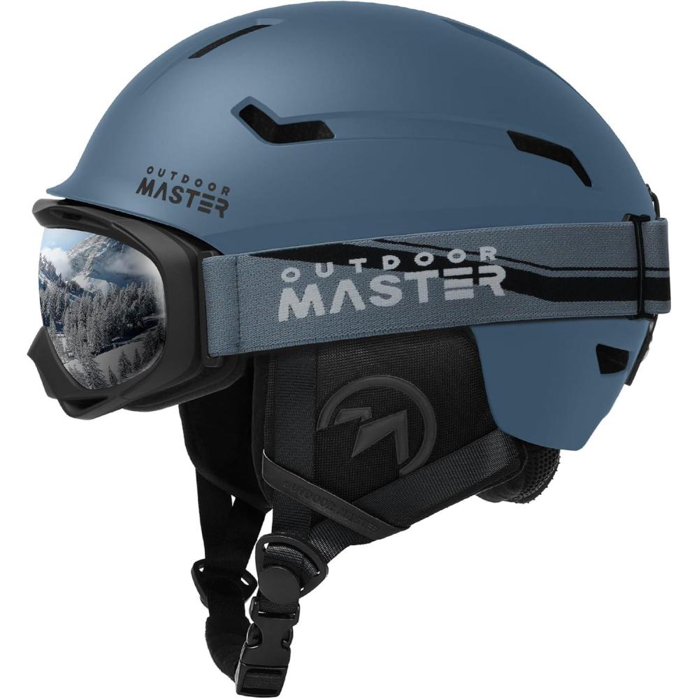 imageOutdoorMaster Ski Helmet SetSnowboard Helmet with Goggles for Adults Durable PC Shell Protective EPS Foam ampamp 10 Cooling Vents Snow Helmets for Men Women ampamp YouthMatte Harbor Blue