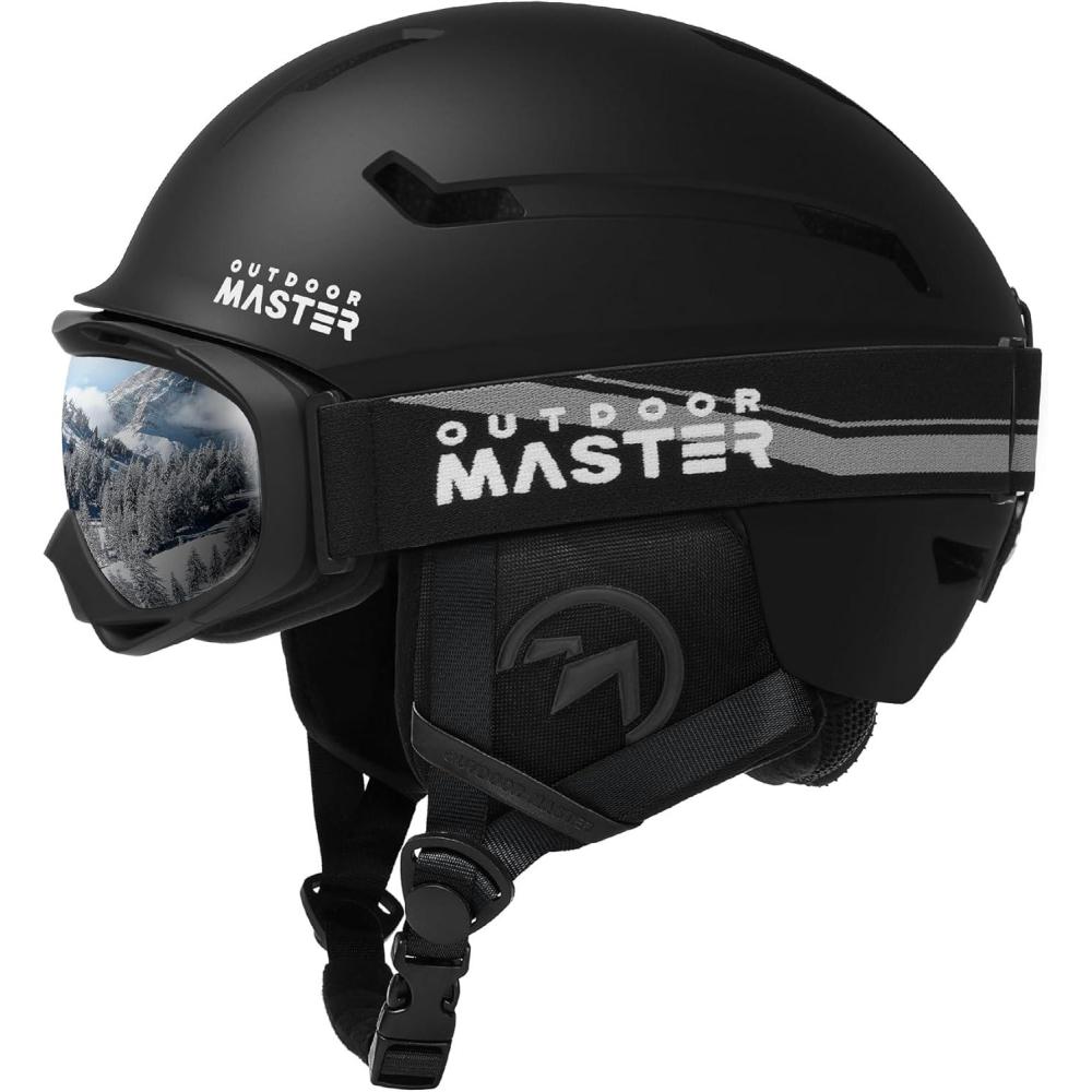 imageOutdoorMaster Ski Helmet SetSnowboard Helmet with Goggles for Adults Durable PC Shell Protective EPS Foam ampamp 10 Cooling Vents Snow Helmets for Men Women ampamp YouthMatte Black