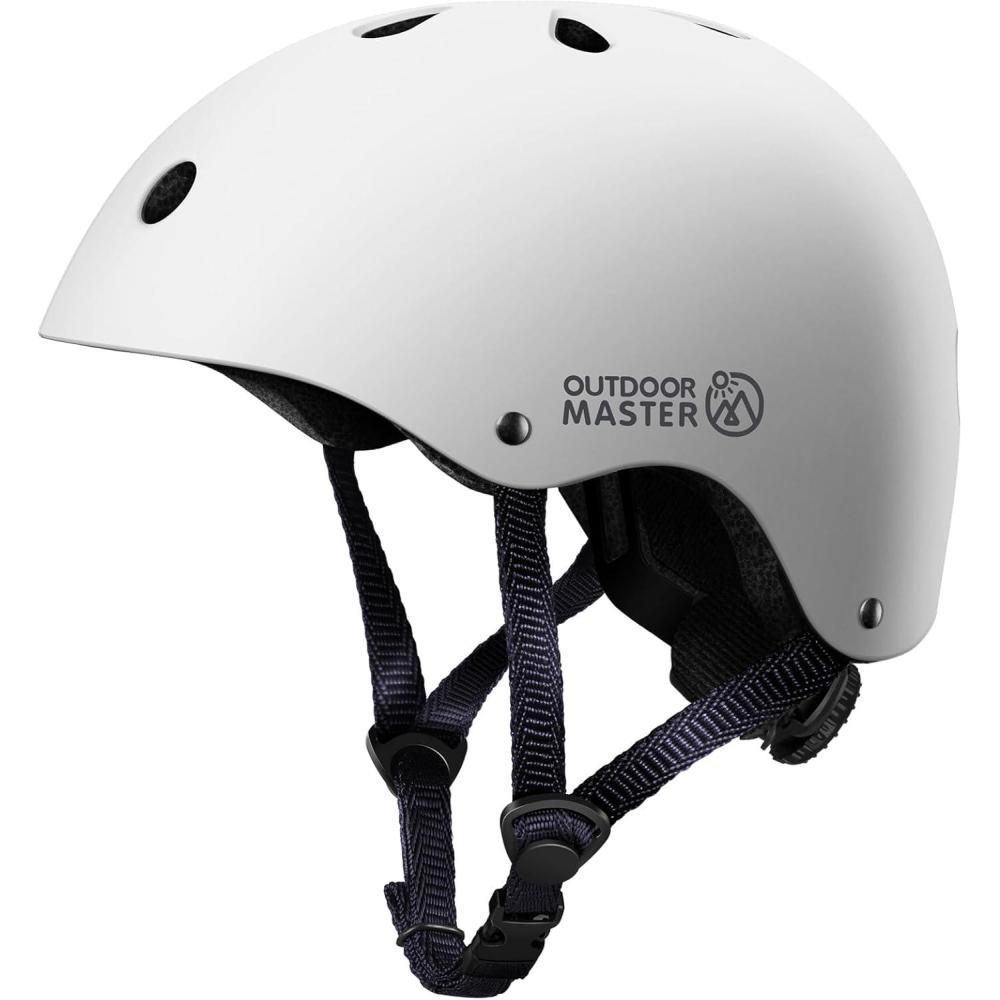 imageOutdoorMaster Youth ampamp Kids Bike Helmet Adjustable MultiSports Skateboard Helmet with Removable Liners for Balance Bike Kids Scooter One Wheel HoverboardWhite