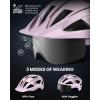 OutdoorMaster Adult Bike Helmet – Bicycle Helmet with Rechargeable Rear LED Light, Detachable Magnetic Goggles, Removable Sun Visor – Suitable for Commuting and Cycling for Men and Women(Misty Sakura)