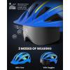 OutdoorMaster Adult Bike Helmet – Bicycle Helmet with Rechargeable Rear LED Light, Detachable Magnetic Goggles, Removable Sun Visor – Suitable for Commuting and Cycling for Men and Women(Ocean Blue)