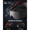 OutdoorMaster Adult Bike Helmet – Bicycle Helmet with Rechargeable Rear LED Light, Detachable Magnetic Goggles, Removable Sun Visor – Suitable for Commuting and Cycling for Men and Women(Matte Red Black)