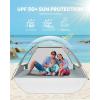 OutdoorMaster Beach Tent Sun Shelter with 2 Ventilated Doors, UPF50+ Easy Setup Beach Tent Canopy for 3 Person, Lightweight & Portable Family Beach Umbrellas for Sand with Carrying Bag -Ocracoke Coast(Cancun Seashore)