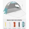 OutdoorMaster Beach Tent Sun Shelter with 2 Ventilated Doors, UPF50+ Easy Setup Beach Tent Canopy for 3 Person, Lightweight & Portable Family Beach Umbrellas for Sand with Carrying Bag -Ocracoke Coast(Cancun Seashore)