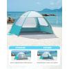OutdoorMaster Beach Tent for 3/4 Person – Easy Setup Sun Shade Shelter, Portable Beach Shade Sun Canopy with UPF 50+ UV Protection, Removable Skylight Family Size(Olive Green)