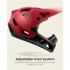 OutdoorMaster Full Face Mountain Bike Helmet for Men & Women-Two Removable Chin Pad Mountain Bike Helmet Grizzly, Ventilation Lightweight Racing Downhill DH BMX MTB Helmet(Flaming Red)