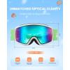 OutdoorMaster Kids Ski Goggles OTG Snowboard Goggles with 100% UV Protection Kids Snow Goggles for Boys Girls Toddler(Vlt 12% Revo Green Lens)