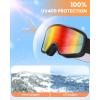 OutdoorMaster Kids Ski Goggles OTG Snowboard Goggles with 100% UV Protection Kids Snow Goggles for Boys Girls Toddler(Vlt 20% Revo Red Lens)