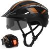 OutdoorMaster Adult Bike Helmet – Bicycle Helmet with Rechargeable Rear LED Light, Detachable Magnetic Goggles, Removable Sun Visor – Suitable for Commuting and Cycling for Men and Women(Matte Black)