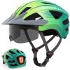 OutdoorMaster Adult Bike Helmet – Bicycle Helmet with Rechargeable Rear LED Light, Detachable Magnetic Goggles, Removable Sun Visor – Suitable for Commuting and Cycling for Men and Women(Gradient Yellow Green)