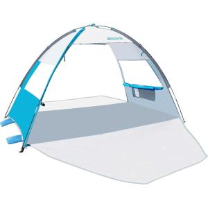 OutdoorMaster Beach Tent Sun Shelter with 2 Ventilated Doors, UPF50+ Easy Setup Beach Tent Canopy for 3 Person, Lightweight & Portable Family Beach Umbrellas for Sand with Carrying Bag -Ocracoke Coast(Ocracoke Coast)