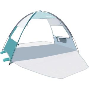 OutdoorMaster Beach Tent Sun Shelter with 2 Ventilated Doors, UPF50+ Easy Setup Beach Tent Canopy for 3 Person, Lightweight & Portable Family Beach Umbrellas for Sand with Carrying Bag -Ocracoke Coast(Cancun Seashore)