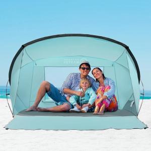 OutdoorMaster Beach Tent for 3-4 Person – Easy Setup and Portable Beach Shade Sun Shelter Canopy with UPF 50+ UV Protection Removable Skylight Family Size – Green(Green)