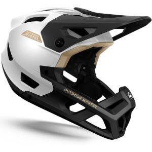 OutdoorMaster Full Face Mountain Bike Helmet for Men & Women-Two Removable Chin Pad Mountain Bike Helmet Grizzly, Ventilation Lightweight Racing Downhill DH BMX MTB Helmet(Pearl White)