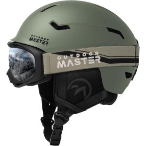 OutdoorMaster Ski Helmet Set,Snowboard Helmet with Goggles for Adults – Durable PC Shell, Protective EPS Foam & 10 Cooling Vents -Snow Helmets for Men, Women & Youth(Matte Trail Gree)