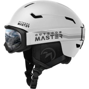 OutdoorMaster Ski Helmet Set,Snowboard Helmet with Goggles for Adults – Durable PC Shell, Protective EPS Foam & 10 Cooling Vents -Snow Helmets for Men, Women & Youth(Matte White)