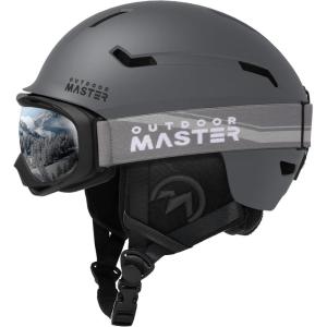OutdoorMaster Ski Helmet Set,Snowboard Helmet with Goggles for Adults – Durable PC Shell, Protective EPS Foam & 10 Cooling Vents -Snow Helmets for Men, Women & Youth(Matte Grey)