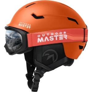 OutdoorMaster Ski Helmet Set,Snowboard Helmet with Goggles for Adults – Durable PC Shell, Protective EPS Foam & 10 Cooling Vents -Snow Helmets for Men, Women & Youth(Matte Orange)