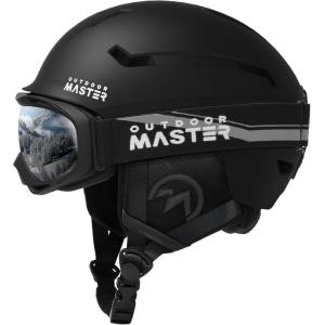 OutdoorMaster Ski Helmet Set,Snowboard Helmet with Goggles for Adults – Durable PC Shell, Protective EPS Foam & 10 Cooling Vents -Snow Helmets for Men, Women & Youth(Matte Black)