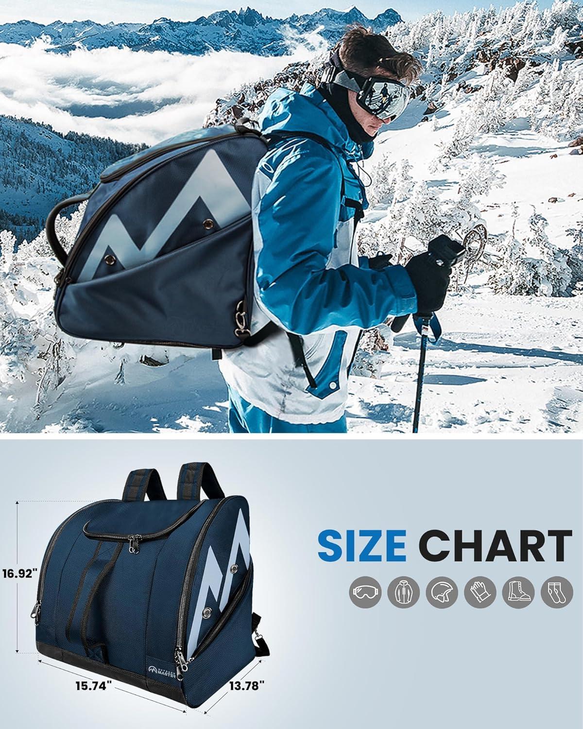 imageOutdoorMaster Boot Bag POLAR BEAR 50L Ski Boots and Snowboard Boots Bag Excellent for Travel with Waterproof Exterior ampamp Bottom for Men Women and Youth Dark Blue