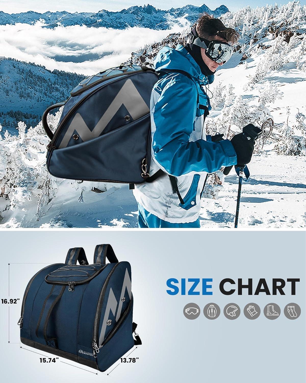 imageOutdoorMaster Boot Bag POLAR BEAR 50L Ski Boots and Snowboard Boots Bag Excellent for Travel with Waterproof Exterior ampamp Bottom for MenWomen and Youth Blue