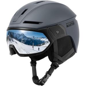 OutdoorMaster Snowboarding Helmet with Ski Goggles, Ski Helmet and 2-in-1 Visor Goggles Set – Adjustable Fit & Cooling Vents – Snow Helmets for Men, Women & Youth(Matte Gray)